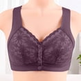 thumbnail image 2 of VEKDONE Woman's Embroidery Thin Style Ventilate Large Size Bra Without Steel Rim Purple XXXXL, 2 of 5
