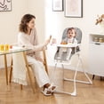 thumbnail image 2 of Gymax Chaise Haute Pliable Facile à Nettoyer Chaise Haute Compacte avec Plateau Amovible et Ajustable Gris, 2 of 10