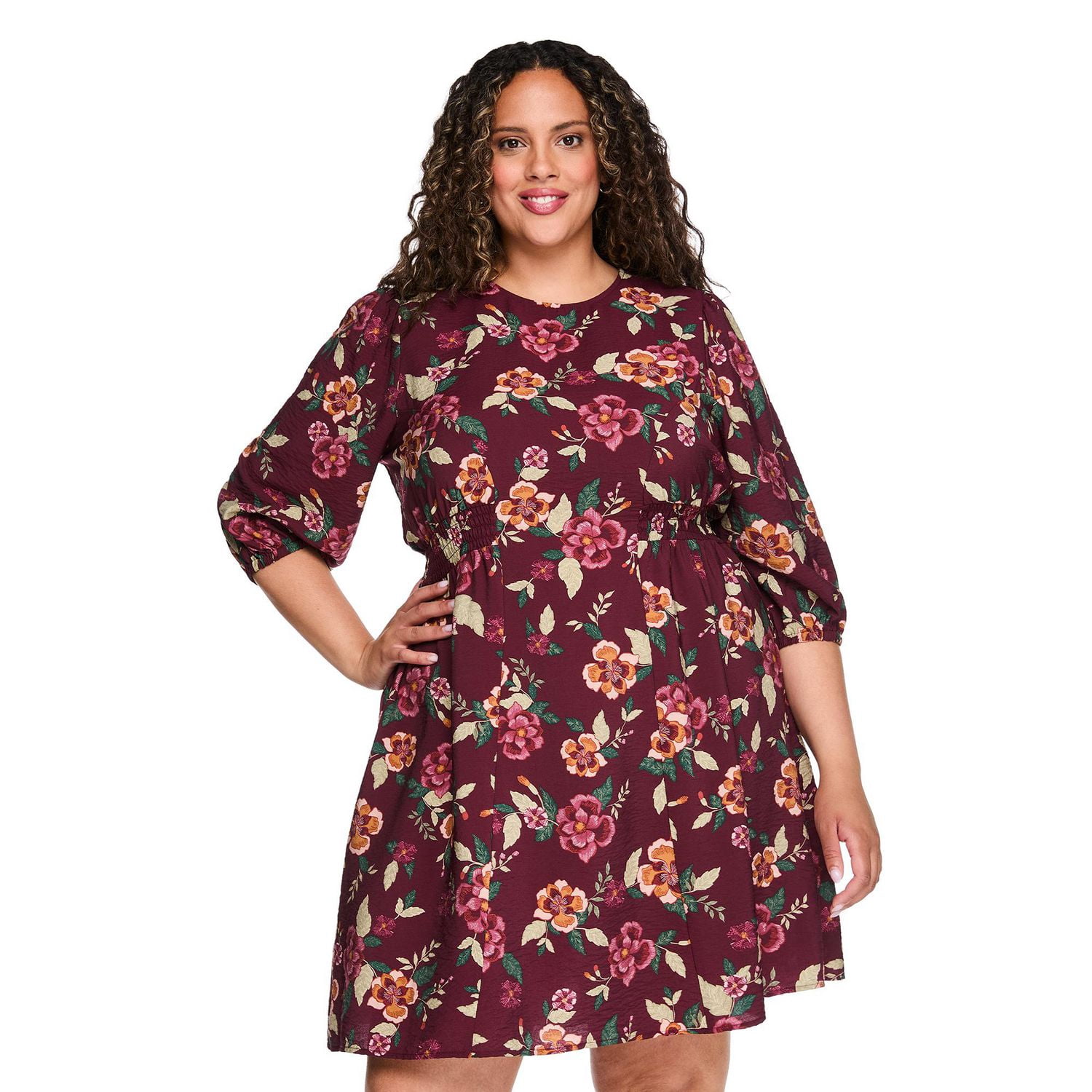 Lane Bryant Women's Plus Long-Sleeve Fit & Flare Dress
