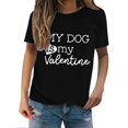thumbnail image 2 of Tittly T-Shirts pour Femmes T-Shirts Graphiques Saint-Valentin Mon Chien Est Mon Valentin Imprimé Chandail Décontracté Imprimé Col Rond T-Shirt Chandail pour Femme T-Shirt T-Shirts Chemises Hauts pour Femmes Noir 3TG, 2 of 8