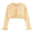 thumbnail image 1 of SROBPTY Cardigans d'Automne pour Filles, Cardigan Tricoté Uni à Col Rond à Manches Longues pour Enfants, Veste en Laine Décontractée Beige 5 Ans, 1 of 4