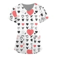 thumbnail image 1 of TIMIFIS Haut de Sarrau Noir Femme Imprimé Manches Courtes Col en V Hauts Uniforme de Travail Impression Blouse à Poche Hauts avec Poches-Impression Noire, 1 of 3