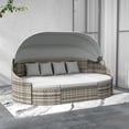 thumbnail image 2 of Outsunny 4 Pieces Rattan Daybed Patio Set with Canopy, Light Grey, 2 of 10