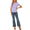 thumbnail image 2 of INSPIRE CHIC Women's Collared Top Peter Pan Collar Short Sleeve Button Front Shirts XL Purple, 2 of 7