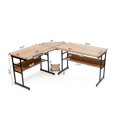 thumbnail image 2 of Gymax Bureau d'Ordinateur en Forme de L Table de Dessin Poste de Travail avec Plateau Inclinable et Étagère, 2 of 10