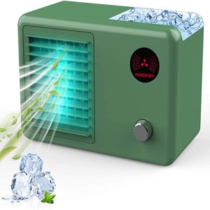 Personnel Air Refroidissement 2000 mAh Portable sans fil Air Conditionneur avec 3 Modes de vitesse rechargeables Mini Air Ventilateur de conditionnement avec 7 Couleurs lumière de nuit pour la salle de bureau de voiture (blanc)