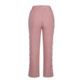 thumbnail image 4 of Timegard Lounge Pants for Women Elastic Waist Button Striped Trousers Fall Casual Lightweight Pants, 4 of 6