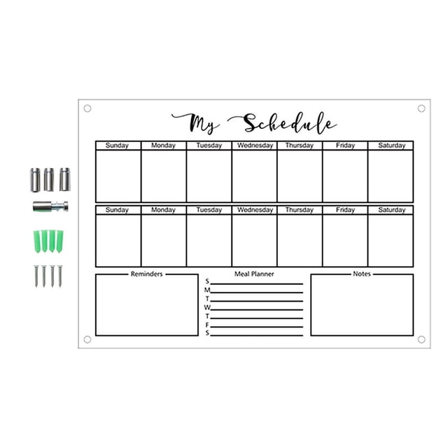 WHEANG Home Decor Wall Acrylic Weekly Planner Board Clear Dry Erases Calendar Planner Reusable Weekly Daily To Do List Board L Multi-Color