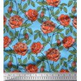 thumbnail image 1 of Soimoi Poly Georgette Fabric Leaves & Rose Floral Printed Fabric 1 Yard 52 Inch Wide, 1 of 3
