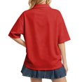 thumbnail image 5 of Sewkxo Polo à Manches Courtes pour Femmes, Couleur Unie, Col Oversize, T-Shirt à Enfiler Y2k, Décontracté, Ample, Mode Urbaine, Chandail de Rugby, Rouge G, 5 of 5