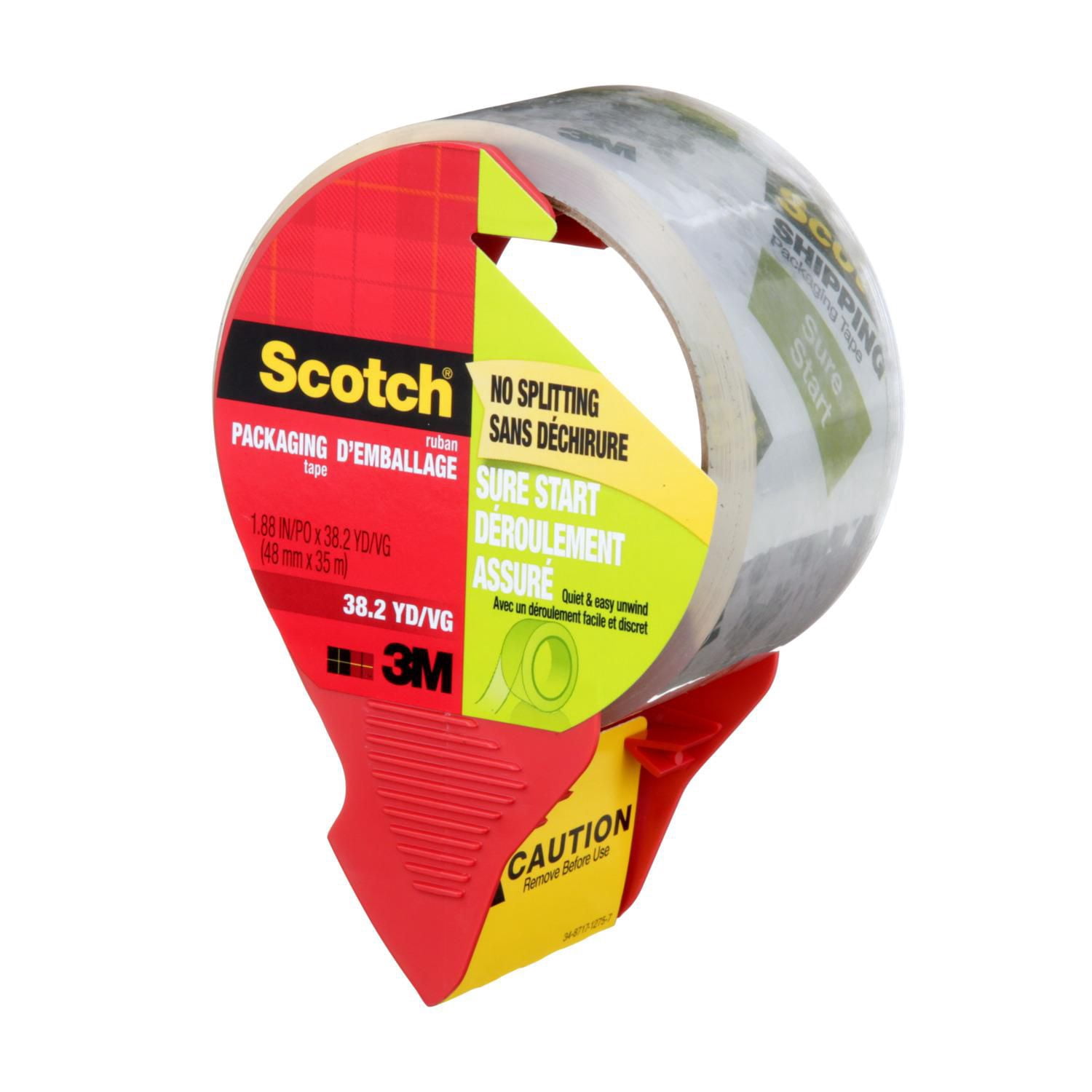 Scotch® Sure Start Packaging Tape 3450S-RD-EF6WC, 1.88 in x 38.2 yd (48 mm x 35 m), with Dispenser