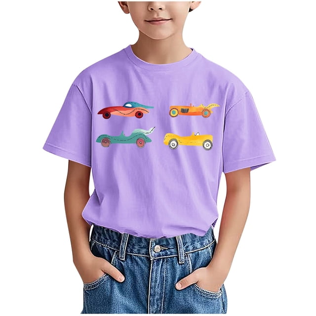 WRKEKC T-Shirts d'Été pour Garçons, T-Shirts Décontractés pour Garçons, T-Shirts Polyvalents Décontractés à Manches Courtes pour Enfants avec Motif Imprimé et Col Rond