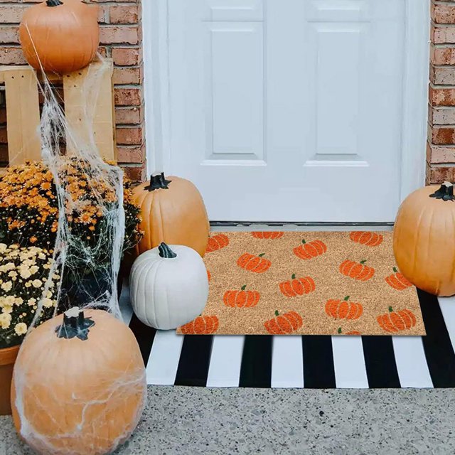 TIMIFIS Pumpkin Floor Mats Halloween Pumpkin Floor Mats Entrance Mats Door-Proof Mats Bathroom Avoid Slip Mats Size 15.3X23.6 Inches Bathroom Accessories
