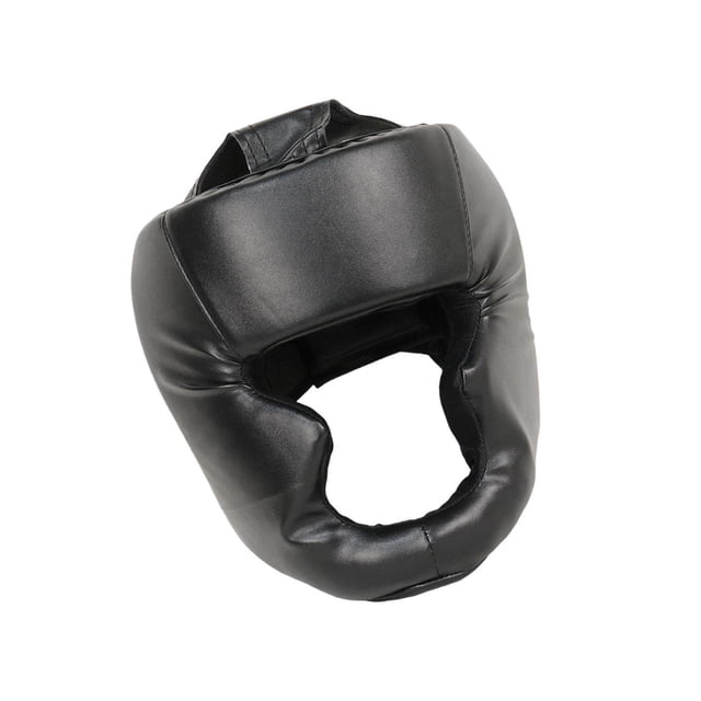 Head Guard Boxing Sparring Head Protector MMA Head Face Kickboxing Muay 58 to 66CM Black. Made of durable PU leather with a comprehensive protection design, including ventilation holes for breathability and comfort. Suitable for boxing, kickboxing, karate, MMA training, and muay thai. Adjustable size for adults, ranging from 58 to 66 cm.