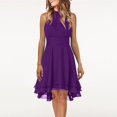 thumbnail image 2 of XDZJLR Womens Dresses formal Solid Halter Neck Button Chiffon Splice A Line Skirt, 2 of 5
