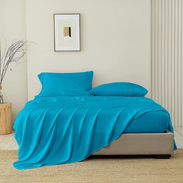 SGI Bedding 1000 TC Egyptian Cotton Bed Sheet Set - Twin Size Sheets 1000 Count Sheets for Twin Size Bed - Soft, Durable Sheets Cotton Sheets in 1000 TC 18" Deep Turquoise Blue