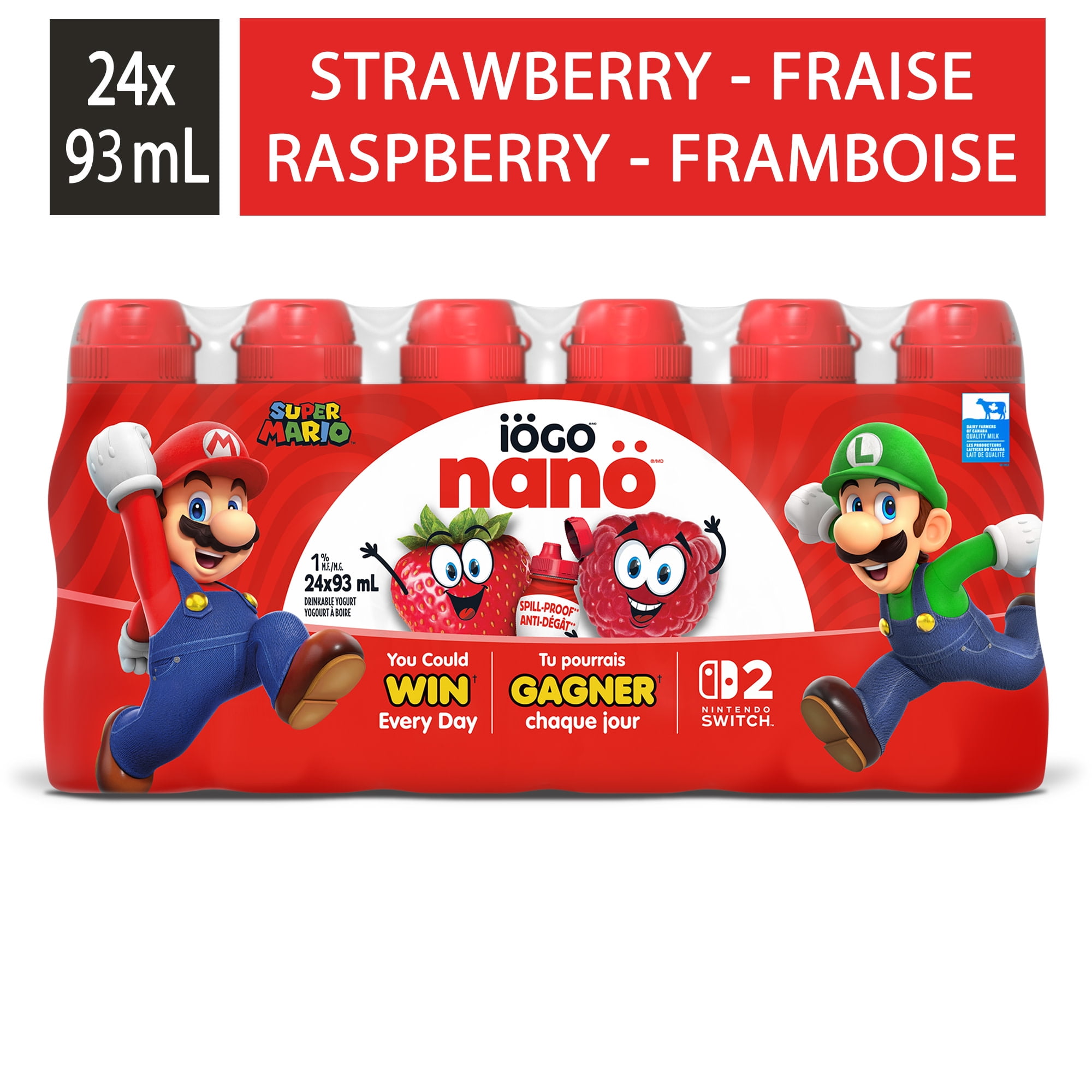 Iögo Nanö Drinkable Raspberry And Strawberry Yogurt 1% 93ml