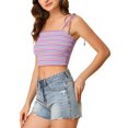 thumbnail image 4 of INSPIRE CHIC Women's Striped Tie Spaghetti Straps Summer Cami Tube Tops L Multicolor Lavender, 4 of 6