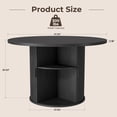 thumbnail image 3 of Hawsaiy 47" Round Dining Table for 4 with Sliding Door Storage Base, Waterproof Scratch-Resistant Wood Top, Modern Farmhouse Kitchen Dining Table, Black, 3 of 8
