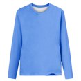 thumbnail image 4 of HKEJIAOI Chemises en Polyester Long Sleeve pour Women Col Rond Solide Sortir Tops pour Women, 4 of 4