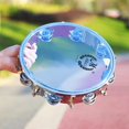 thumbnail image 3 of Milaget Musical Tambourine Blowing Bright Crisp Instrument Round Handheld hand drum 10inch Blue, 3 of 9