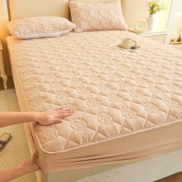 Waterproof Mattress Protector Cover | 150x200cm Fitted Sheet | Soft Thickened Breathable Washed Fabric | Anti-Slip & Stain Resistant | 1 Piece