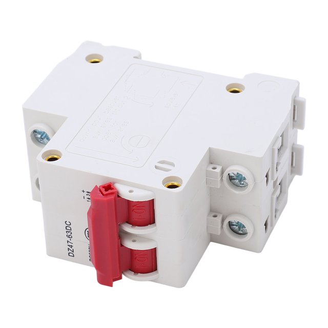Disjoncteur 2P, Opération Sécurisée Taille Compacte Facile à Installer Protection de Circuit Résistante à l'Usure Interrupteur à Air DC 500V pour Équipements Électriques 63A