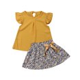 thumbnail image 1 of SUNSIOM Baby Girls Summer Clothes Set Ruffle Chiffon Tops+Floral Skirt Outfits, 1 of 5