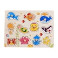 thumbnail image 1 of Jindong Kids Wooden Peg Puzzles Set with Alphabet Numbers Fruits Animals and Vehicles, 1 of 9