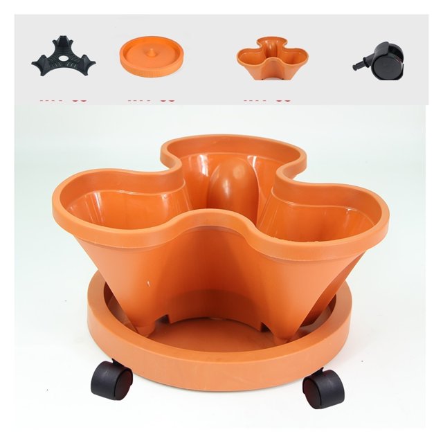 Stackable Vertical Flower Pot Plastic Multi-layer Garden Planter Tower with Movable Casters