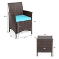 thumbnail image 4 of Costway 3PCS Patio Rattan Furniture Set Cushioned Sofa Glass Tabletop Deck Blue, 4 of 10