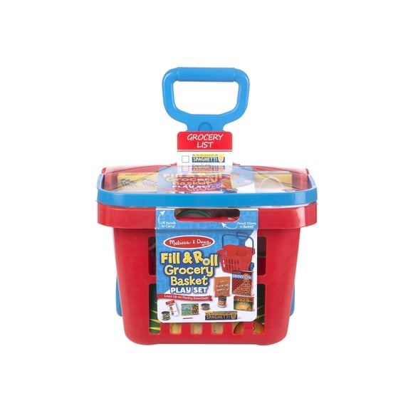 Melissa & Doug Fill & Roll Grocery Basket Play Set (Play Food, Durable Construction, 11 Pieces, 55.88 cm H x 26 cm W x 29.84 cm L)