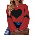 thumbnail image 1 of Hauts de Chandail pour Femmes Manches Longues Col Tricoté Cœur Ample Fête de Rue Chemise Décontractée Rose TG, 1 of 5