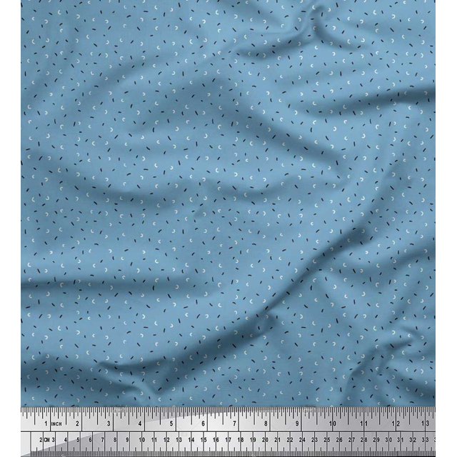 Soimoi Modal Satin Fabric Hand Drawn Curve Small Printed Fabric 1 Yard 42 Inch Wide