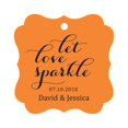 thumbnail image 1 of Darling Souvenir Custom Let Love Sparkle Wedding Hang Tags Personalized Fancy Frame Paper Tags -Orange-100 Tags, 1 of 1