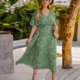thumbnail image 1 of LSLJS Robe d'Été Décontractée et Aguichant pour Femme, Col en V, Manches Courtes, Coupe Ample, Imprimée, Grande Taille, 1 of 7