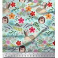 thumbnail image 1 of Soimoi Cotton Duck Fabric Floral,Rabbit & Porcupine Cartoon Decor Fabric Printed Yard 56 Inch Wide, 1 of 3