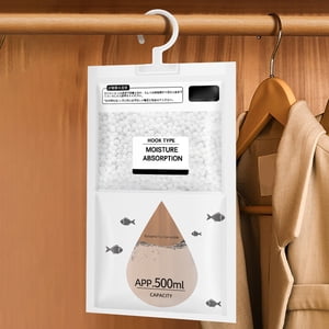 Moisture Absorber, Hanging Wardrobe Dehumidifier with Calcium Chloride Desiccant, Closet Dehumidifier for Home Use, Durable Plastic Design for Humidity Control in Wardrobes