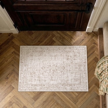 BERTHMEER 2'x3' Small Area Rugs for Entryway Doorway Entrance Bedroom Kitchen Dorm Vintage Non Slip Washable Oriental Traditional Rugs Doormats,Brown