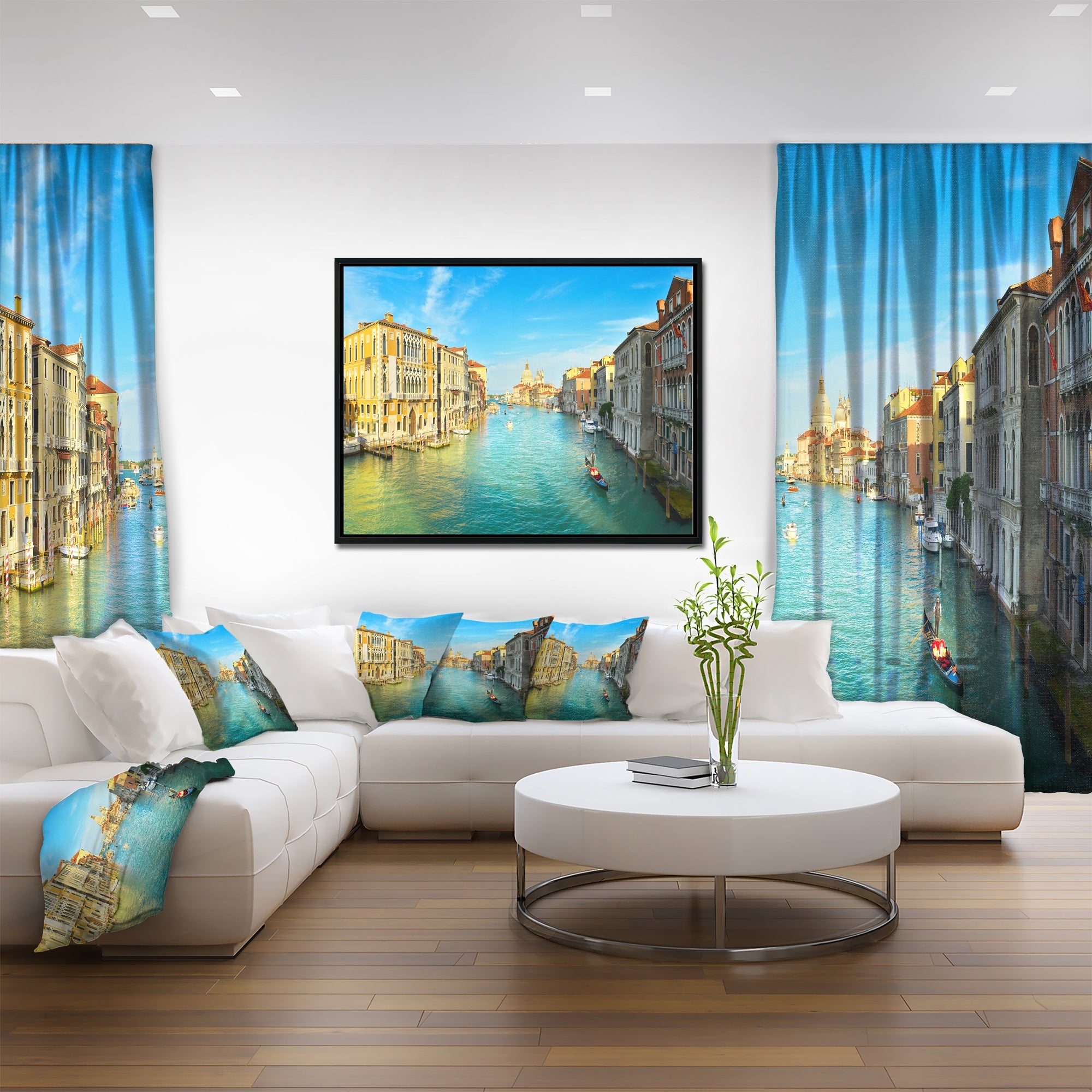 Design Art Vibrant Soirée Venise Italie  Sur Toile Encadrée