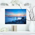 thumbnail image 1 of Bluish Rocky Seashore with Pier - Sea Bridge Canvas Art Print, 1 of 3