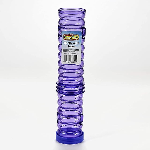 Kaytee CritterTrail Tube Tubulaire Droit, 10 Pouces de long, Plastique Translucide Violet avec texture de Vagues Bulles et Trous de ventilation, Conçu pour Connecter et Agrandir les habitats de Petits Animaux pour hamsters, Gerbilles Ou Souris avec Anneaux de Connexion à Clipser Sécurisés.