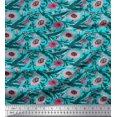 thumbnail image 1 of Soimoi Rayon Crepe Fabric Leaves & Floral Block Print Fabric by The Yard 46 Inch Wide, 1 of 3