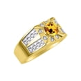 thumbnail image 3 of RYLOS Men's Rings 14K Yellow Gold Designer Starburst 7MM Round Gemstone & Diamond Ring Citrine November Birthstone Rings Size 8, 3 of 7