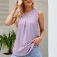 thumbnail image 2 of Timegard Womens Tank Tops Eyelet V Neck Ruched Tunic Tops Summer Beach Dressy Casual Solid Color Tee, 2 of 7