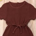 thumbnail image 4 of Diconna Infant Baby Romper Solid Color Short Sleeve Elastic Waist Jumpsuit, 4 of 6