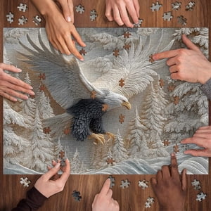 1 Boîtes 1000 Piece puzzle pour adultes, style sculpté Eagle Wildlife Forest Scene, Jeux de Puzzle Challenging, Activité familiale, Décor maison, Art mural, Idée cadeau de détente, Nature thème Puzzles