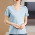 thumbnail image 2 of Timegard Womens Tops V Neck Short Sleeve Comfy Solid Color Basic Tee Casual Loose Workout Top Summer, 2 of 4
