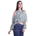 thumbnail image 3 of Moomaya Printed Casual Long Sleeve Tops Women Cold Shoulder Ruffle Sleeves Top, 3 of 4