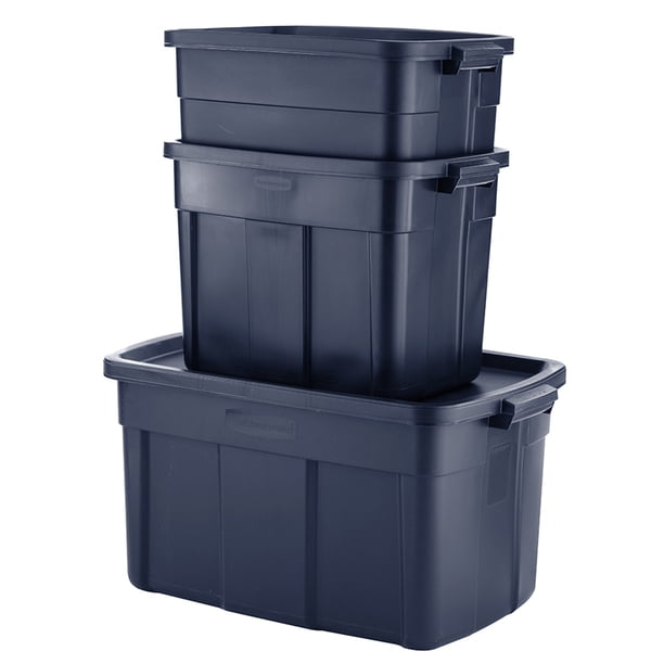 Rubbermaid 18 Gallon Stackable Storage Container, Indigo Metallic